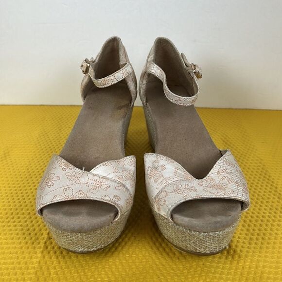 Toms Floral Jacquard Peep Toe Wedge Heels 8.5 - Picture 2 of 10